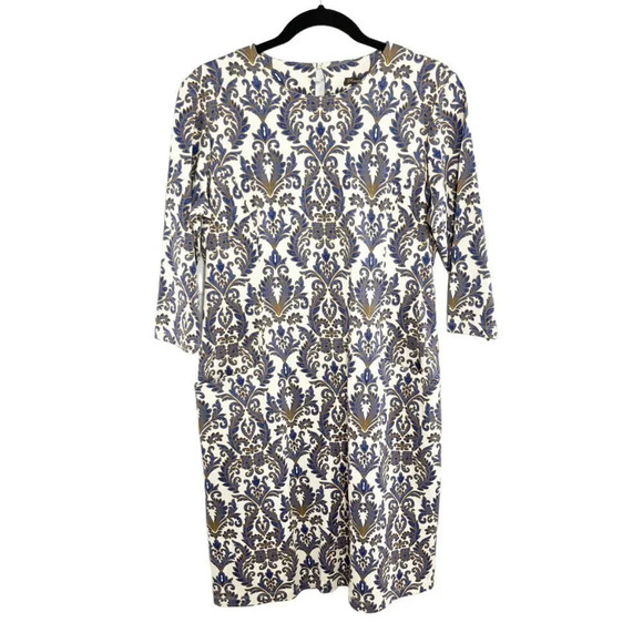 J. McLaughlin Catalyst Damask 3/4 Sleeve Midi Sheath Dress Women's Size Large - Picture 1 of 11